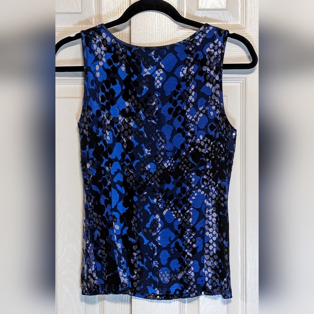 5/$25 Ruby Rd Black/Blue Sequin Tank Top - Picture 2 of 4